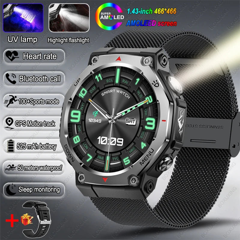 2026 New T-Rex 3 Ultra Outdoor Sports Smart Watch Men GPS Motion Track 5 ATM Waterproof Heart Rate HD Bluetooth Call Smart Watch