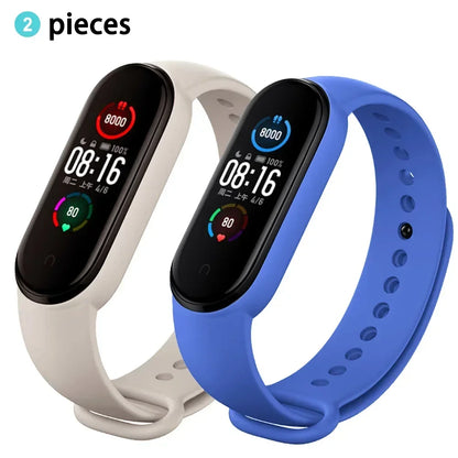 2PCS Watch Strap For Xiaomi Mi Band 7 6 5 4 3 Wristband Silicone Bracelet Wrist Straps MiBand 3/4 band6 Smartwatch Accessories