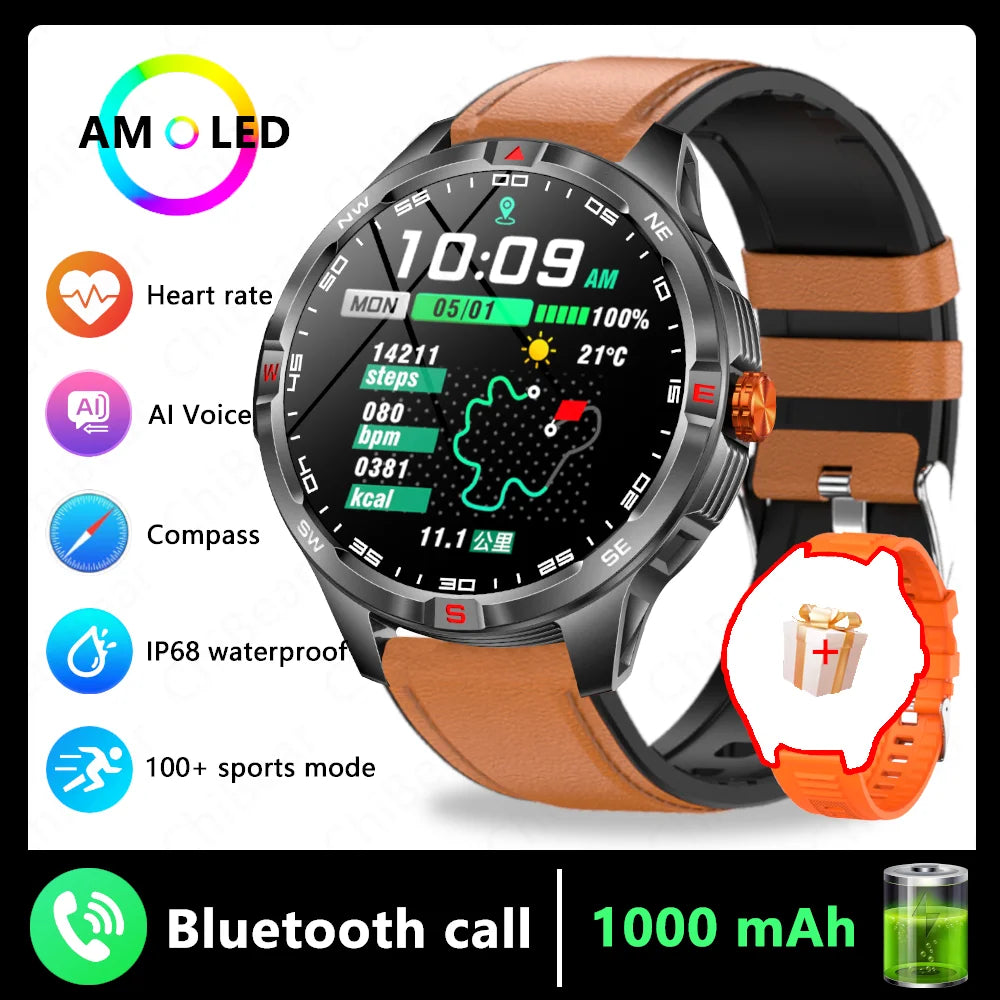 T-Rex 3 Military 1000mAh Battery Smart Watch Adult Men Compass Bluetooth Call AMOLED Screen Heart Rate Waterproof SmartWatches