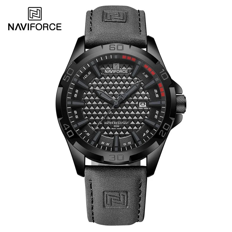 Montre à quartz pour hommes NAVIFORCE de grande marque, Sportive, antichoc, étanche, en cuir, masculine, mode de luxe, décontractée avec calendrier