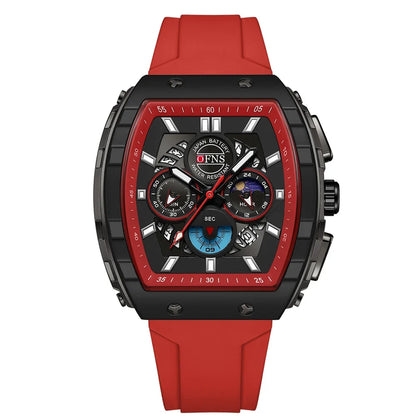 Montres-bracelets de mode en quartz OFNS pour homme, lumineuses, étanches, chronographe, calendrier, bracelet en silicone, montre de sport de luxe d'extérieur pour homme