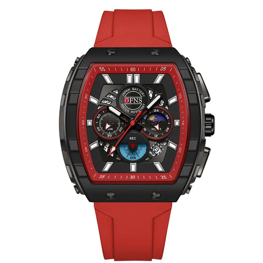 OFNS Chronograph Calendar Silicone Strap Watch Model 5.0cm