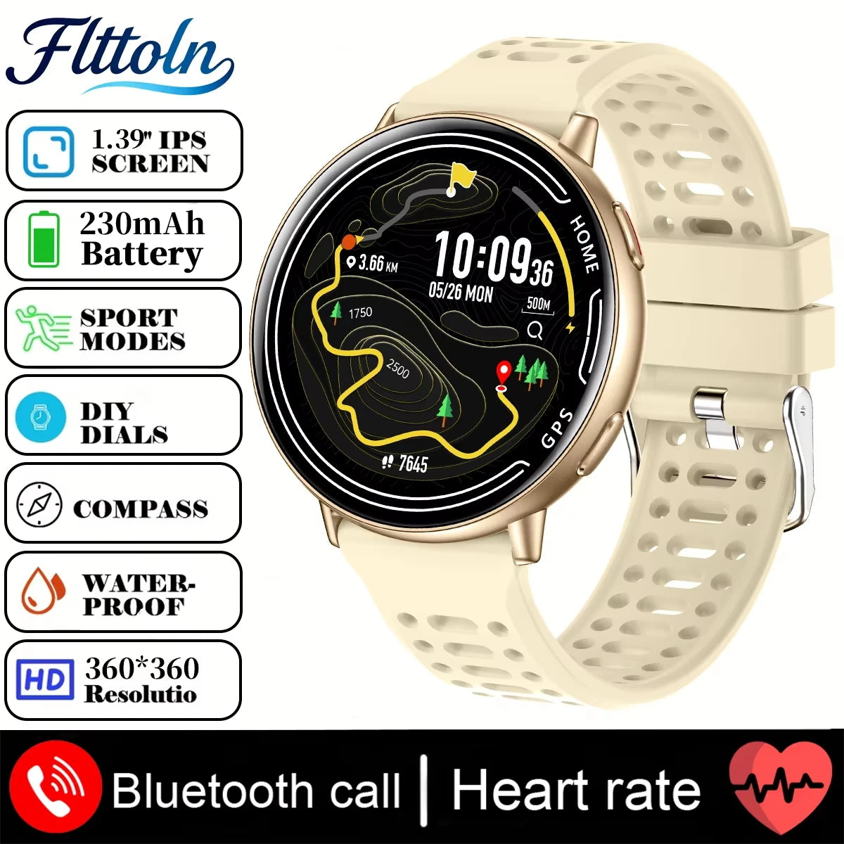 Nouvelle smartwatch GPS chaude AMOLED 1,43, Boussole, étanche IP68, appel Bluetooth, montre multisports, cadeau pour hommes et femmes pour Android