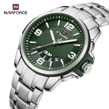 Montre-bracelet à quartz décontractée pour hommes, marque NAVIFORCE, en acier inoxydable, style affaires, étanche et lumineuse, Relogio