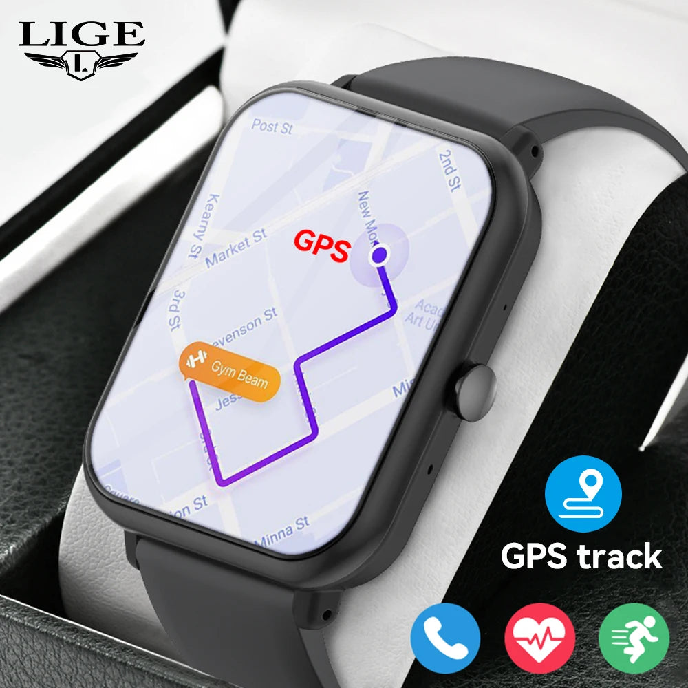 LIGE Montre intelligente GPS Suivi d'activité Appel Bluetooth Moniteur de santé 24h Sport Fitness Étanche Vente flash Bracelet femme