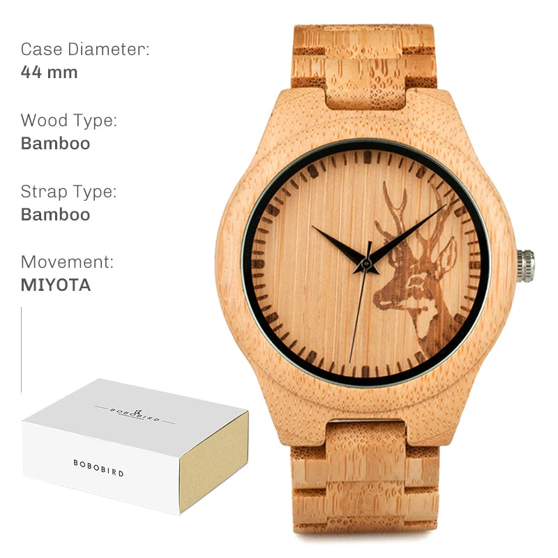 BOBO BIRD Montre en Bois pour Homme Montres en Bois Naturel Faits à la Main Légères à Quartz Offre Limitée Personnalisable
