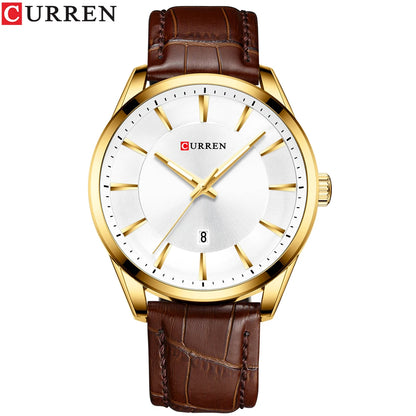 Montres CURREN à Quartz pour Hommes, Bracelet en Cuir, Montres-Bracelets Masculines, Marque de Luxe, Horloge d'affaires pour Hommes, 45 mm, Reloj Hombres