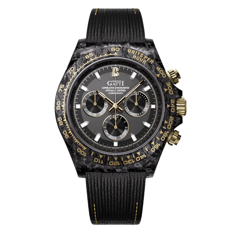ChronoState BONEST GATTI BG9010 – Montre chronographe automatique 39MM | Boîtier en fibre de carbone et saphir