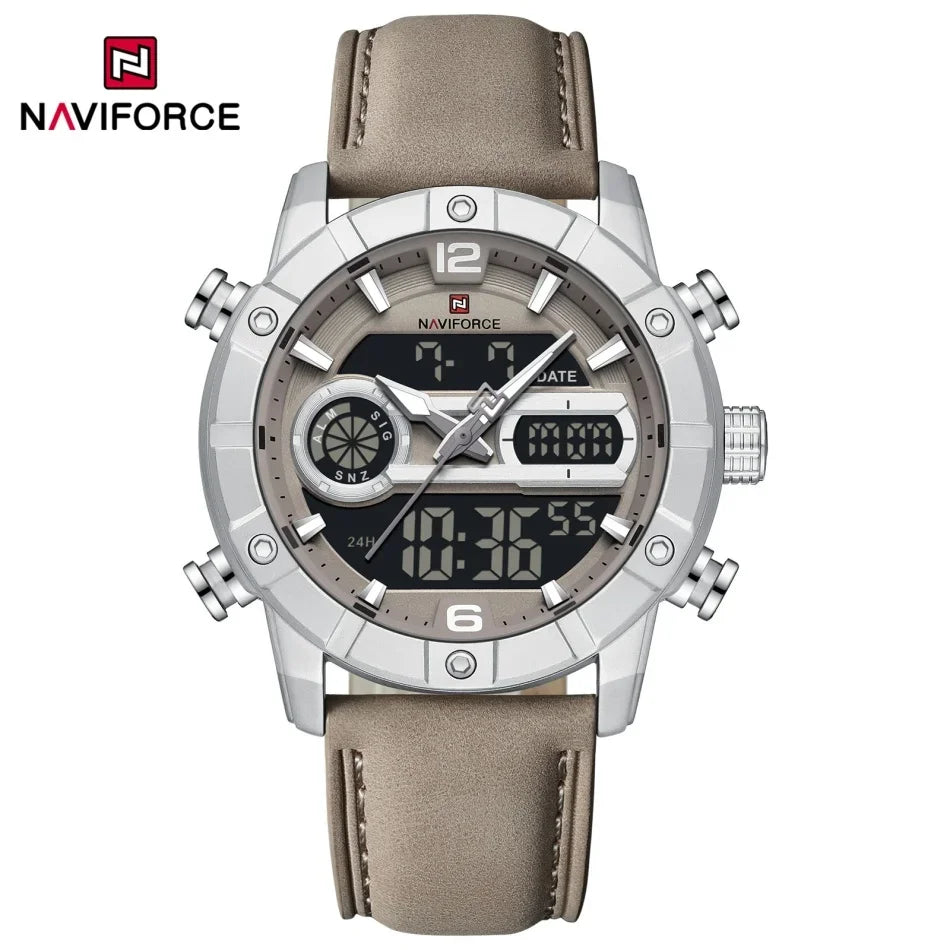 Montre à Quartz NAVIFORCE Hommes Double Fuseau Horaire Date Illumination Nocturne Classique Affaires Montre Homme Luxe Original Étanche