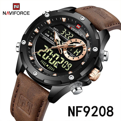 NAVIFORCE Montre Homme de Luxe à Quartz Militaire LED Numérique Étanche Montre-Bracelet Sport Chronographe Horloge Masculine Relogios Masculino