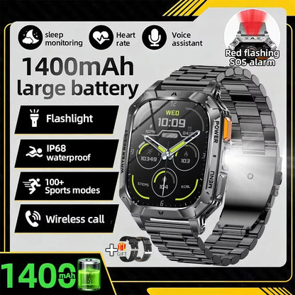 Nouvelle montre connectée 2026 Sport HD AMOLED Appel Bluetooth Étanche IP68 Lampe de poche GPS Extérieur Homme Batterie intelligente grande capacité 1000mAh