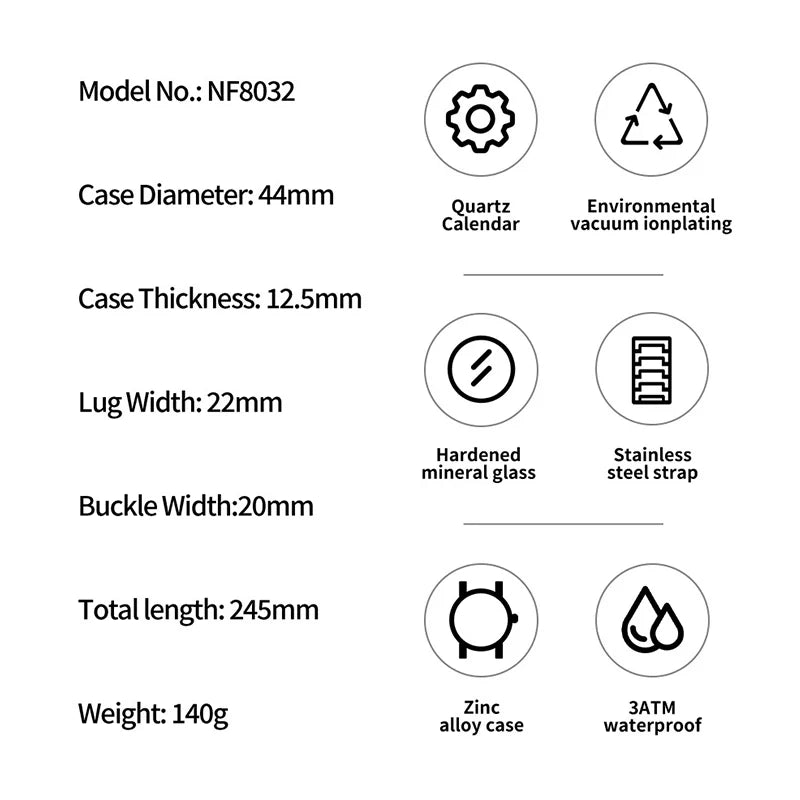 Montre NAVIFORCE Homme de Marque Haut de Gamme Étanche Quartz Business Décontractée Montres-bracelets Bracelet Acier Inoxydable Date Horloge Relogio Masculino