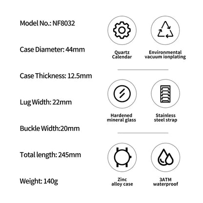 Montre NAVIFORCE Homme de Marque Haut de Gamme Étanche Quartz Business Décontractée Montres-bracelets Bracelet Acier Inoxydable Date Horloge Relogio Masculino
