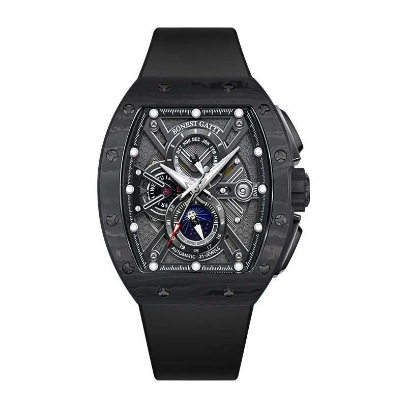 ChronoState BONEST GATTI Carbone – Montre de luxe mécanique automatique | Montre de sport lumineuse en fibre de carbone