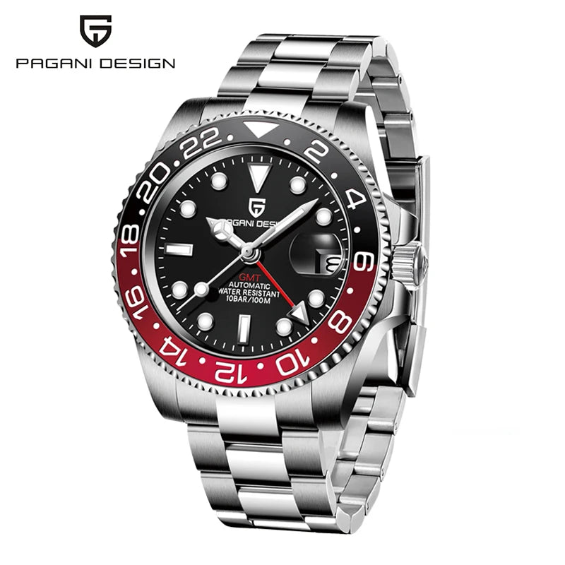 Nouvelle montre PAGANI DESIGN GMT automatique 1662 pour hommes, 40 mm, bracelet de marque supérieure, étanche 100 m, montres-bracelets mécaniques pour hommes, horloge