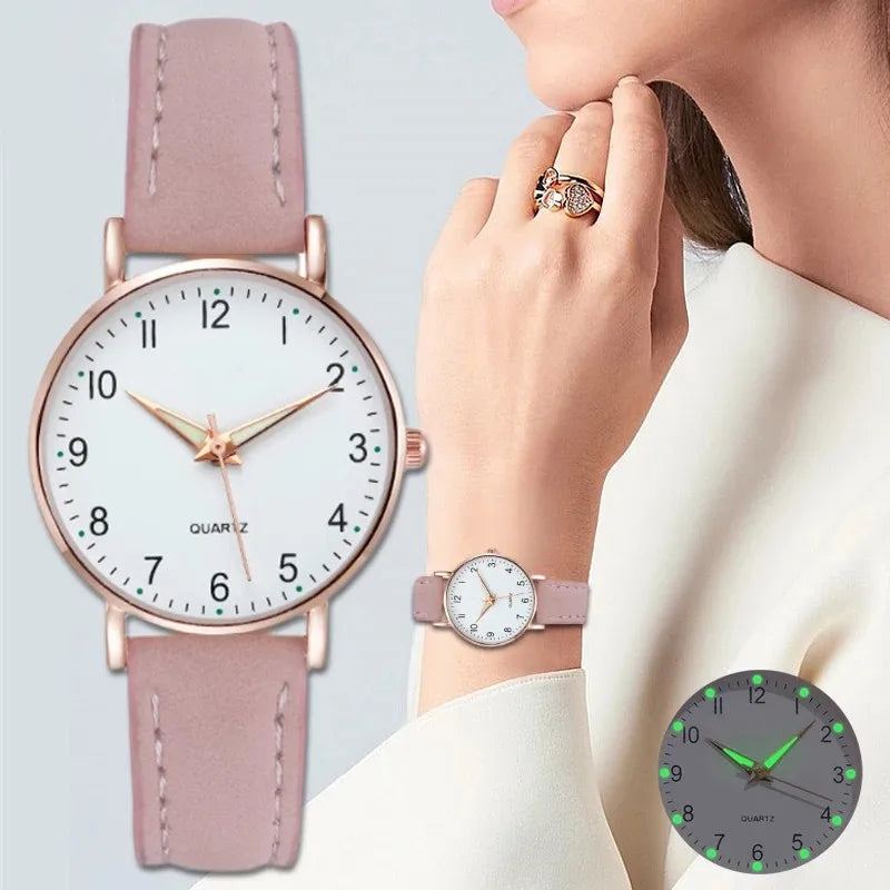 Montres Femme Tendance Décontractées Cadran Arabe Dames Bracelet Cuir Montre à Quartz Reloj Mujer Cadeau Fille