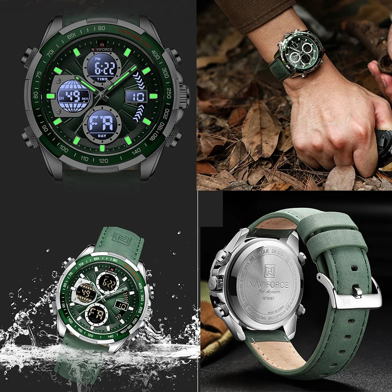 Montres militaires de mode NAVIFORCE pour hommes Luxe Montre chronographe sport originale Montre étanche à quartz Montre-bracelet numérique