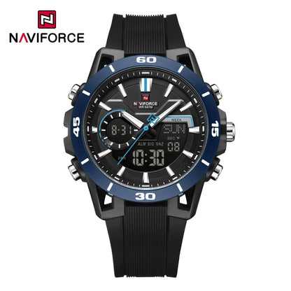 Montre homme décontractée NAVIFORCE de haute qualité, double affichage, sport, étanche, avec compte à rebours, chronographe et réveil, Reloj Hombre