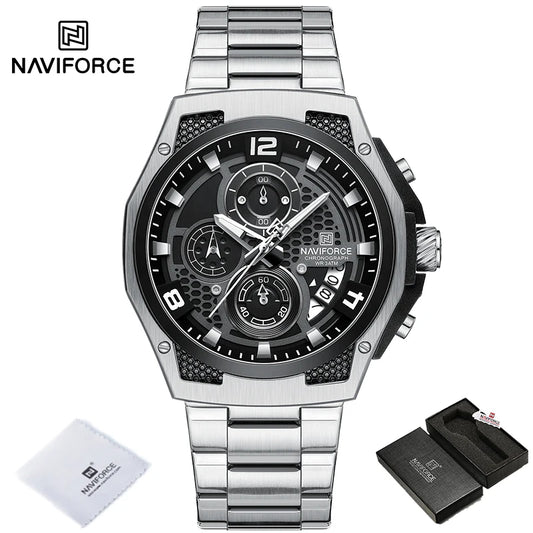NAVIFORCE NF8051S Multifunction Chronograph Steel Strap Watch