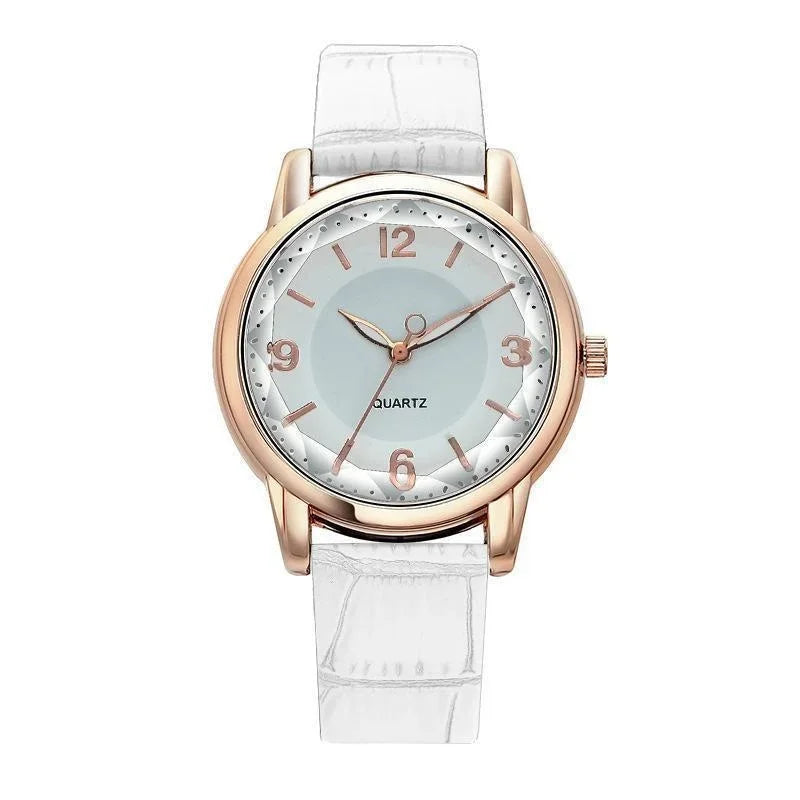 Montre à bracelet en cuir pour femme, verre polygonal, horloge de luxe, cadran créatif, mode, montre à quartz