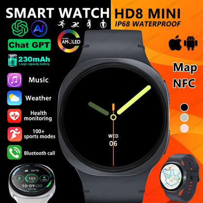 Nouvelles Montres 2025 8 Mini GPS Track Montre Connectée Intelligente Pour Hommes Femmes Santé Sport AMOLED Fréquence Cardiaque Appel Bluetooth Montre Connectée Étanche
