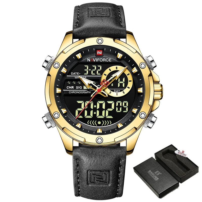 NAVIFORCE Digital Military LED Chronograph Watch 45mm