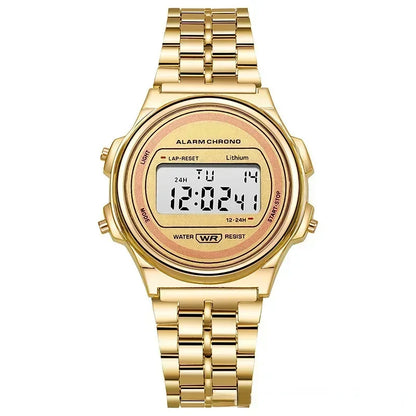 Retro Square Electronic Watches Digital Display Women Men Watch Rose Gold Silver Luxury Ladies Wristwatches Relojes Para Mujer