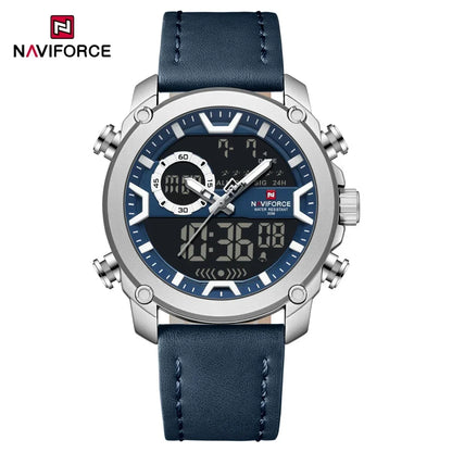 Montres Homme NAVIFORCE Montre-Bracelet Quartz Sport Double Affichage Décontracté Mode Alarme Bracelet Véritable Homme Étanche 30m