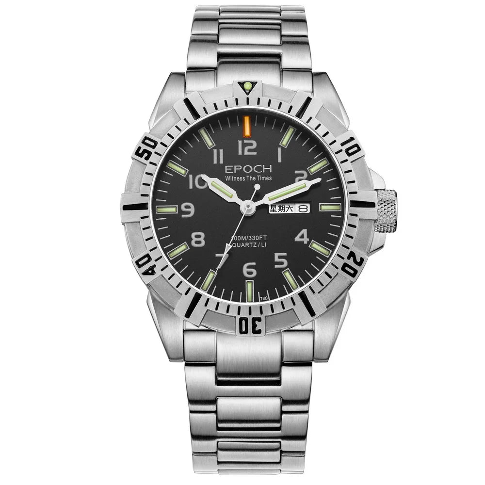 EPOCH AB6020G Montre Militaire Sport Montre-Bracelet à Quartz Tubes Luminescents