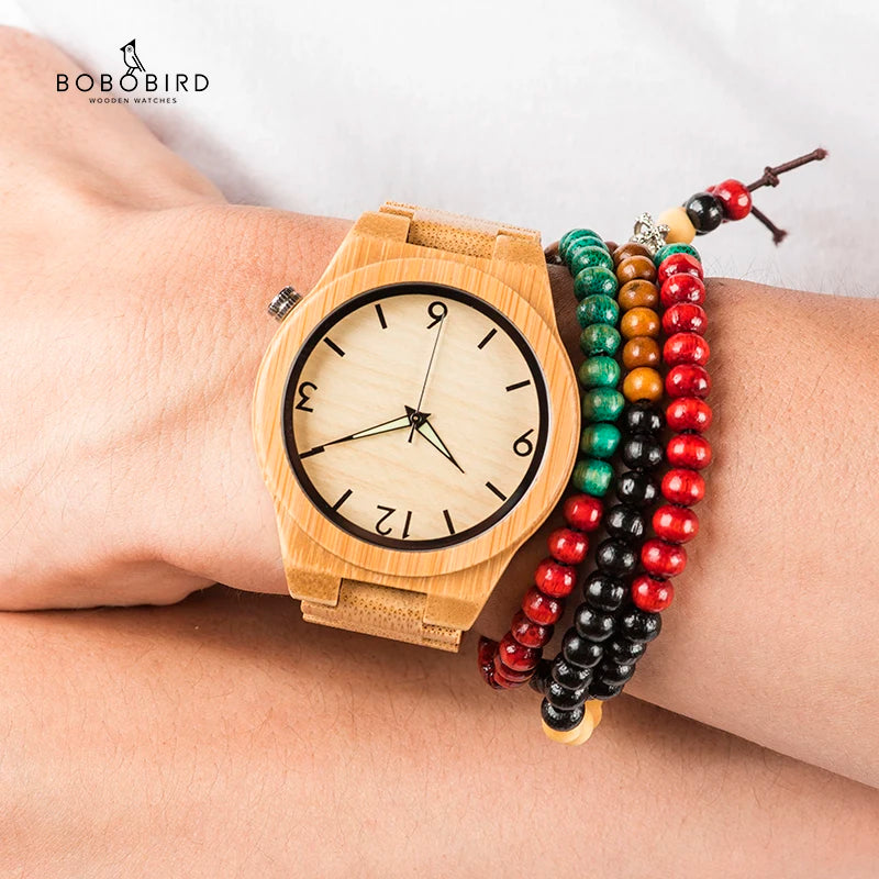 BOBO BIRD Montre Homme en Bois Bambou Montres relogio masculino Mouvement Japonais Horloge Montre Cadeau Personnalisé Dropshipping