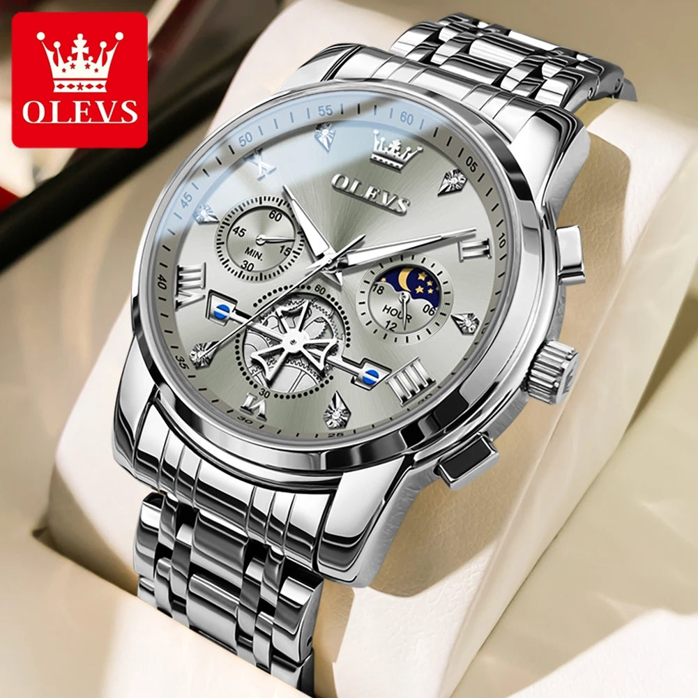 OLEVS Classic Multifunctional Flywheel Moon Phase Watch