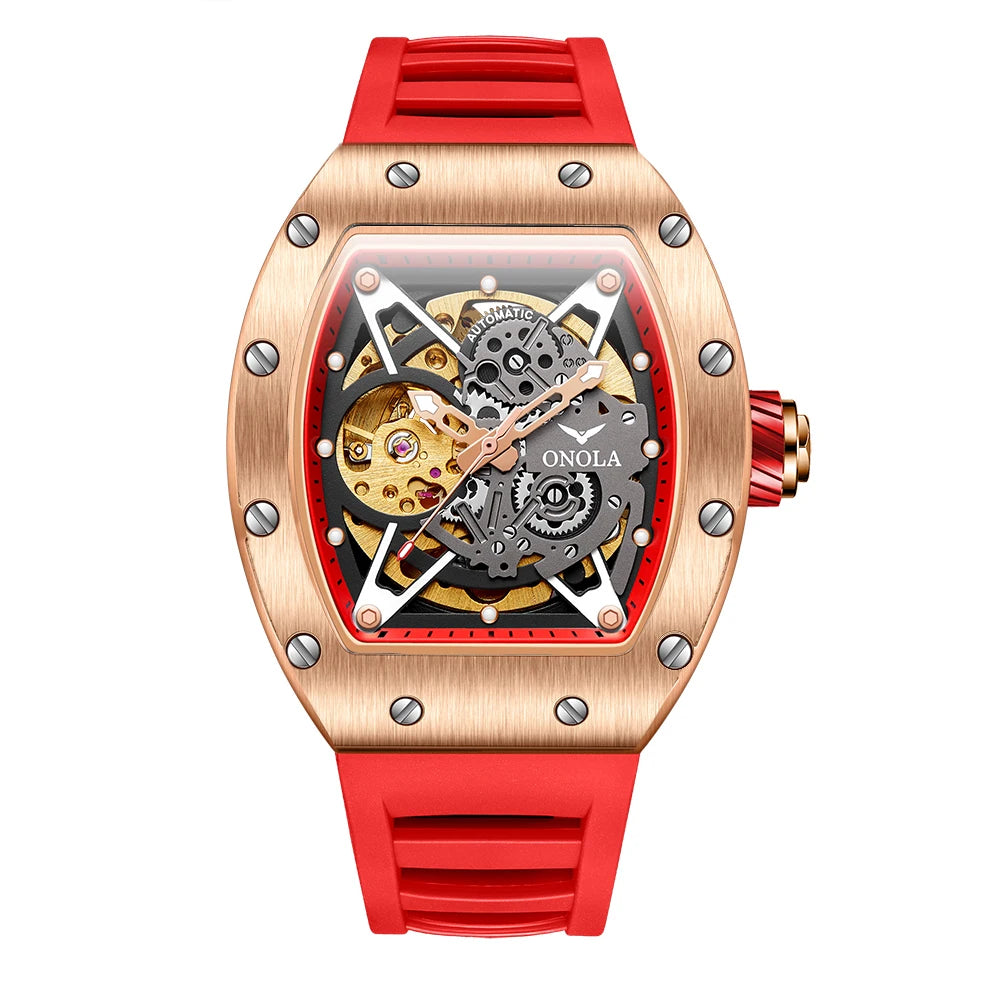 Luxury Watches Men ONOLA Fashion Hollow Full-automatic Mechanical Tape Waterproof Watch for Men Montres Pour Hommes Clock