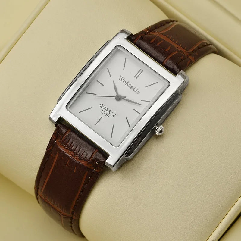 ChronoState Square Minimal – Montre unisexe à quartz en cuir | Montre élégante et décontractée