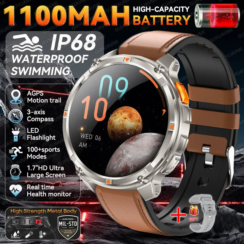 2026 New T-Rex3 Ultra 1100mAh Super Capacity Battery Adult Men Smart Watch 1.7" Large Screen Call 5ATM Waterproof Sports Watches