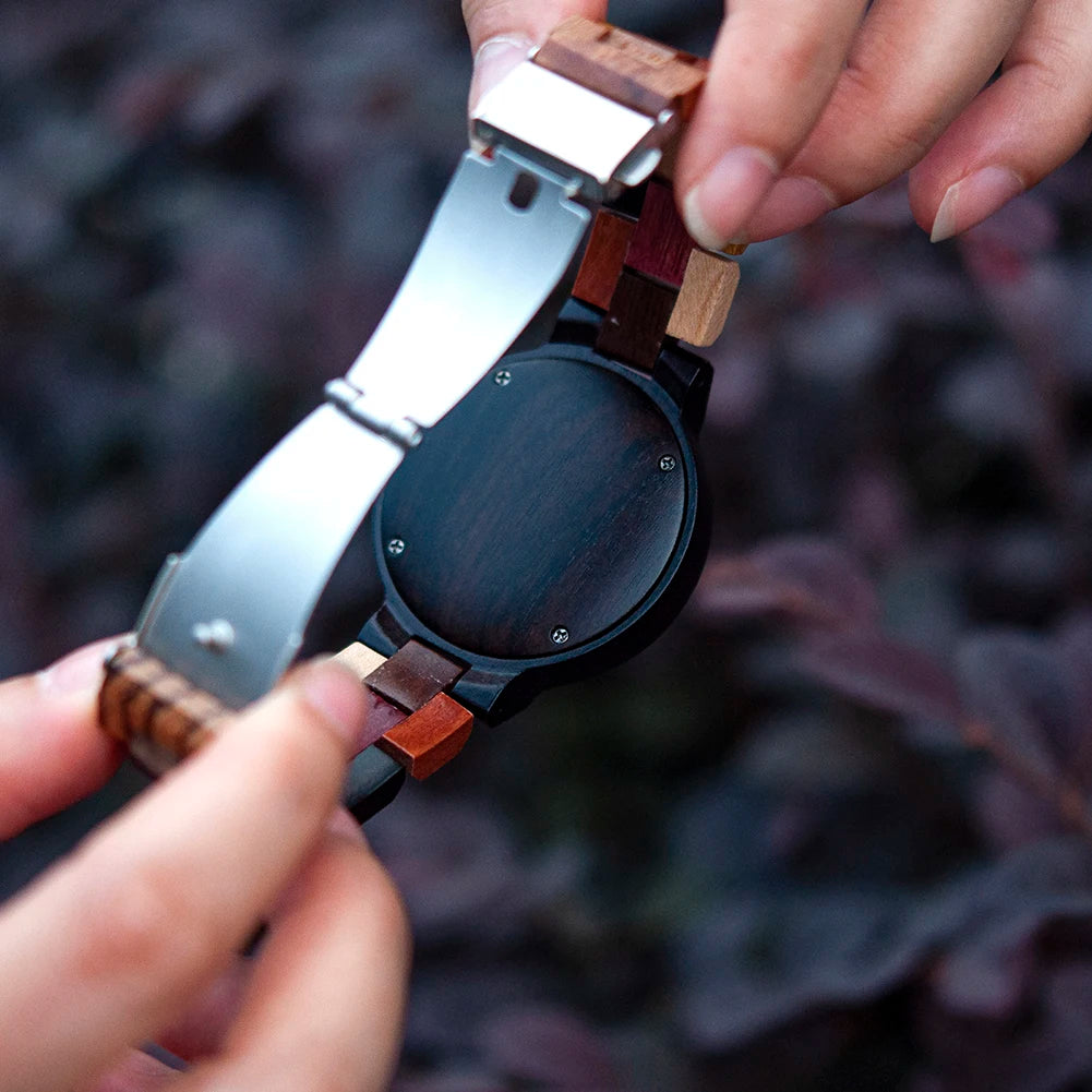 BOBO BIRD Montre Personnalisée Homme Femme Photo Impression Montre-Bracelet en Bois Anniversaire Saint-Valentin Montres Couple Relogio Masculino
