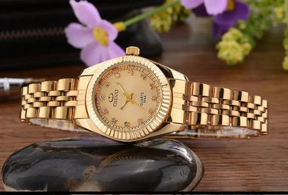ChronoState Golden Aura Rhinestone Quartz Watch for Women