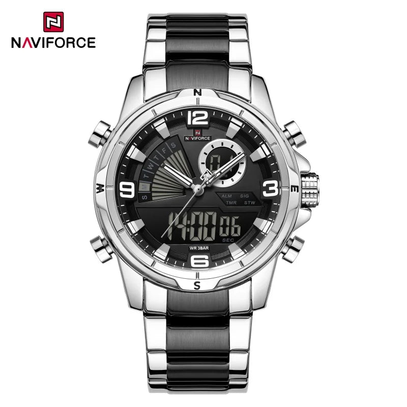 NAVIFORCE Montres de Luxe Militaires pour Hommes Chronographe Mode Alarme Montres-bracelets à Quartz pour Hommes Sports Calendrier Mensuel Étanche Cadeau