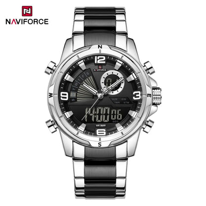 NAVIFORCE Montres de Luxe Militaires pour Hommes Chronographe Mode Alarme Montres-bracelets à Quartz pour Hommes Sports Calendrier Mensuel Étanche Cadeau