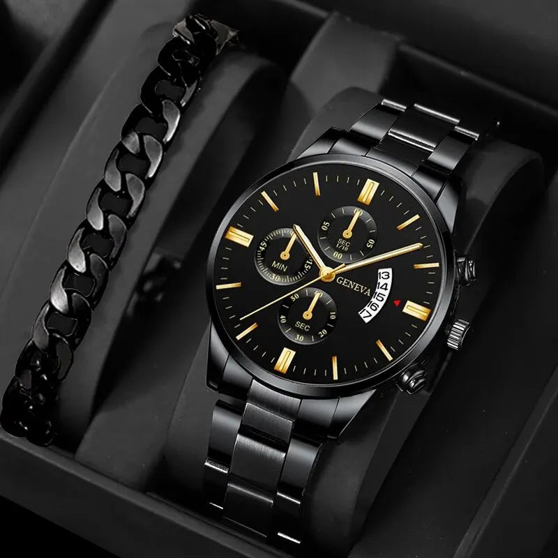Montre Bracelet Homme Luxe Calendrier Quartz Montre-Bracelet Affaires Homme Montre Horloge Homme Bracelet