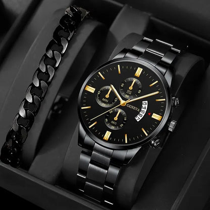 Montre Bracelet Homme Luxe Calendrier Quartz Montre-Bracelet Affaires Homme Montre Horloge Homme Bracelet