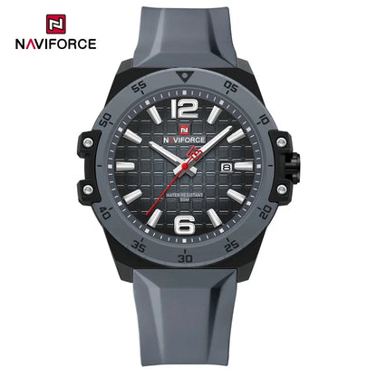 Montre de mode NAVIFORCE pour hommes avec bracelet en silicone Mouvement à quartz Montre élégante pour hommes Classique Étanche 5ATM Montres pour hommes