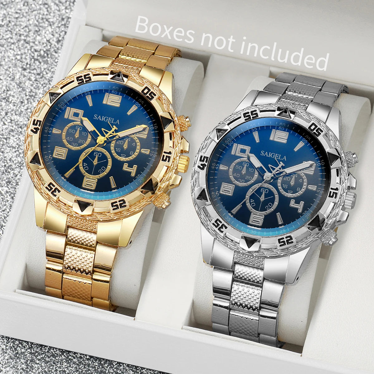 Lot de 2 montres d'affaires pour hommes, à la mode, avec cadran arabe et bracelet en acier, ensemble de montres à quartz pour hommes (sans boîte)