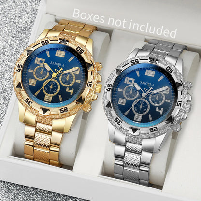 Lot de 2 montres d'affaires pour hommes, à la mode, avec cadran arabe et bracelet en acier, ensemble de montres à quartz pour hommes (sans boîte)