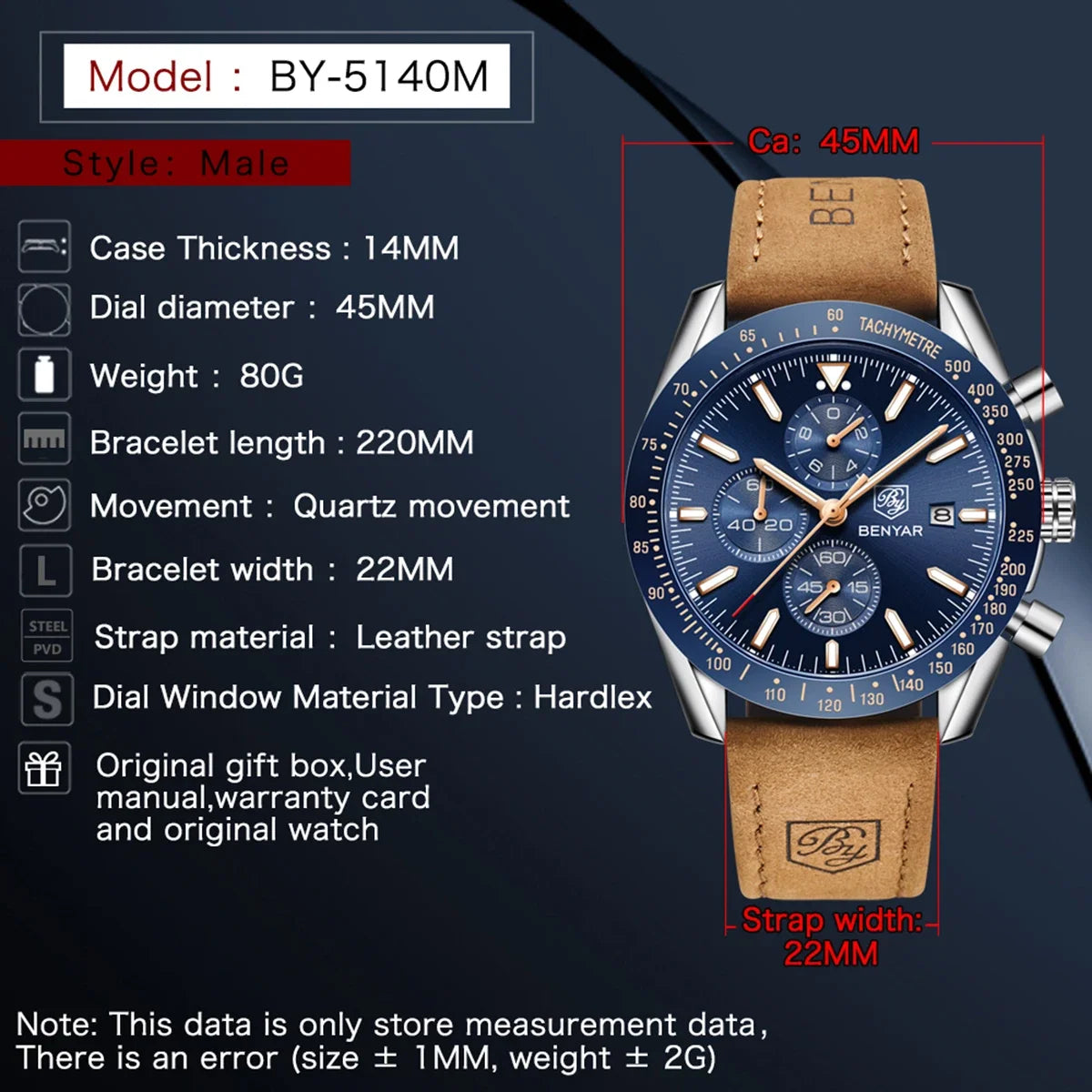 SAPPHERO Chronicle 5140 Classic Leather Strap Watch
