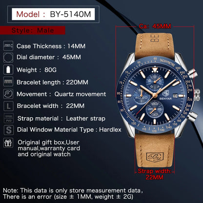 SAPPHERO Chronicle 5140 Classic Leather Strap Watch
