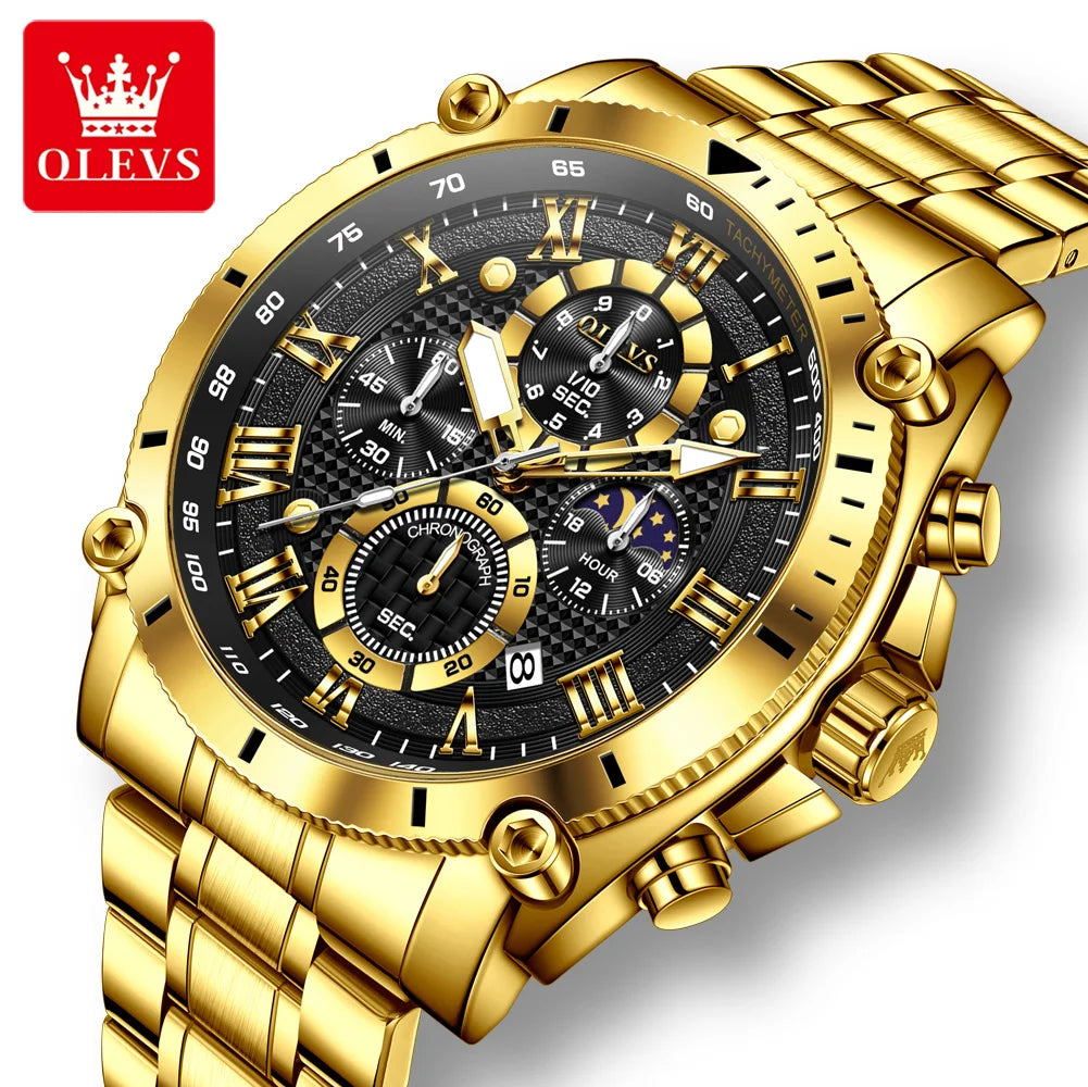 OLEVS 2025 Nouvelle Montre Homme Top Marque Luxe Montre Homme Acier Inoxydable Étanche Sport Quartz Chronographe Montre-Bracelet Homme Relogio