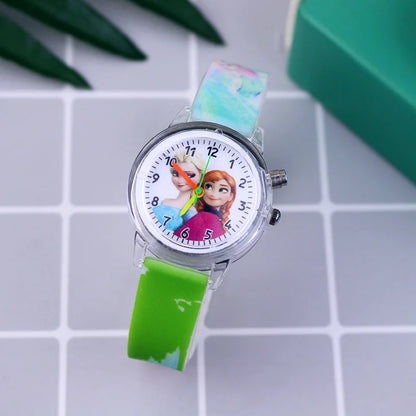 Elsa-themed kids watch with silicone strap and luminous display