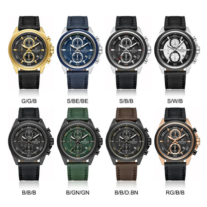 Montres étanches NAVIFORCE pour hommes Montre-bracelet à quartz de luxe en cuir véritable pour hommes Chronographe militaire tendance