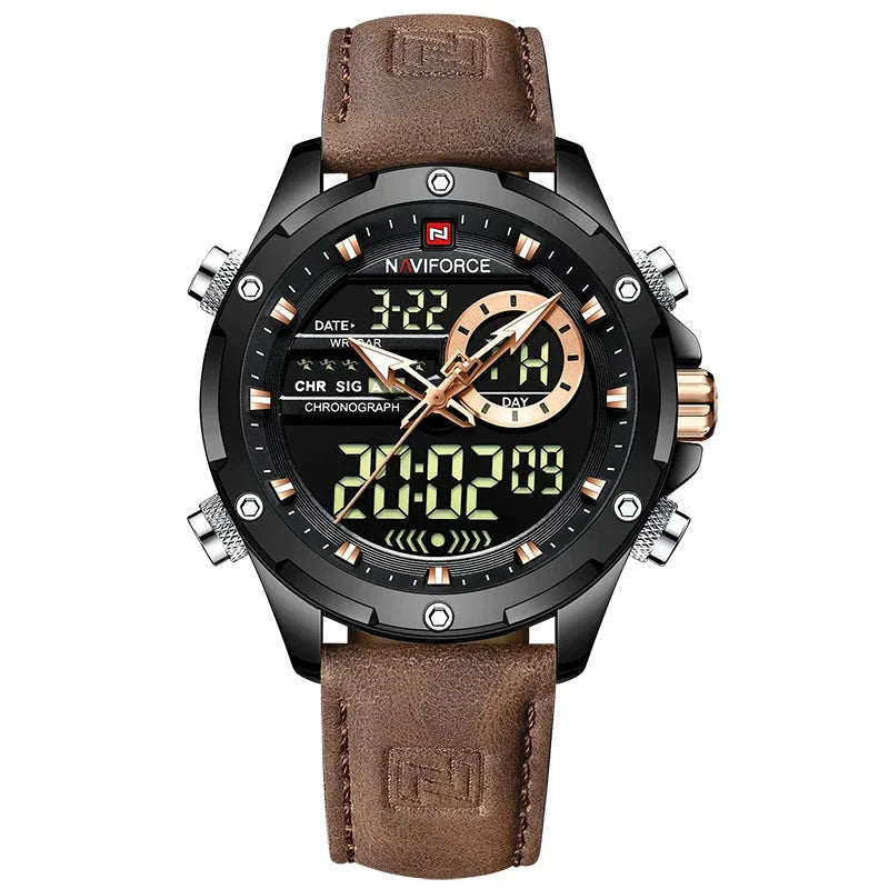 NAVIFORCE NF9208 Digital Men Military Watch Waterproof Wristwatch LED Quartz Clock Sport Big Watches