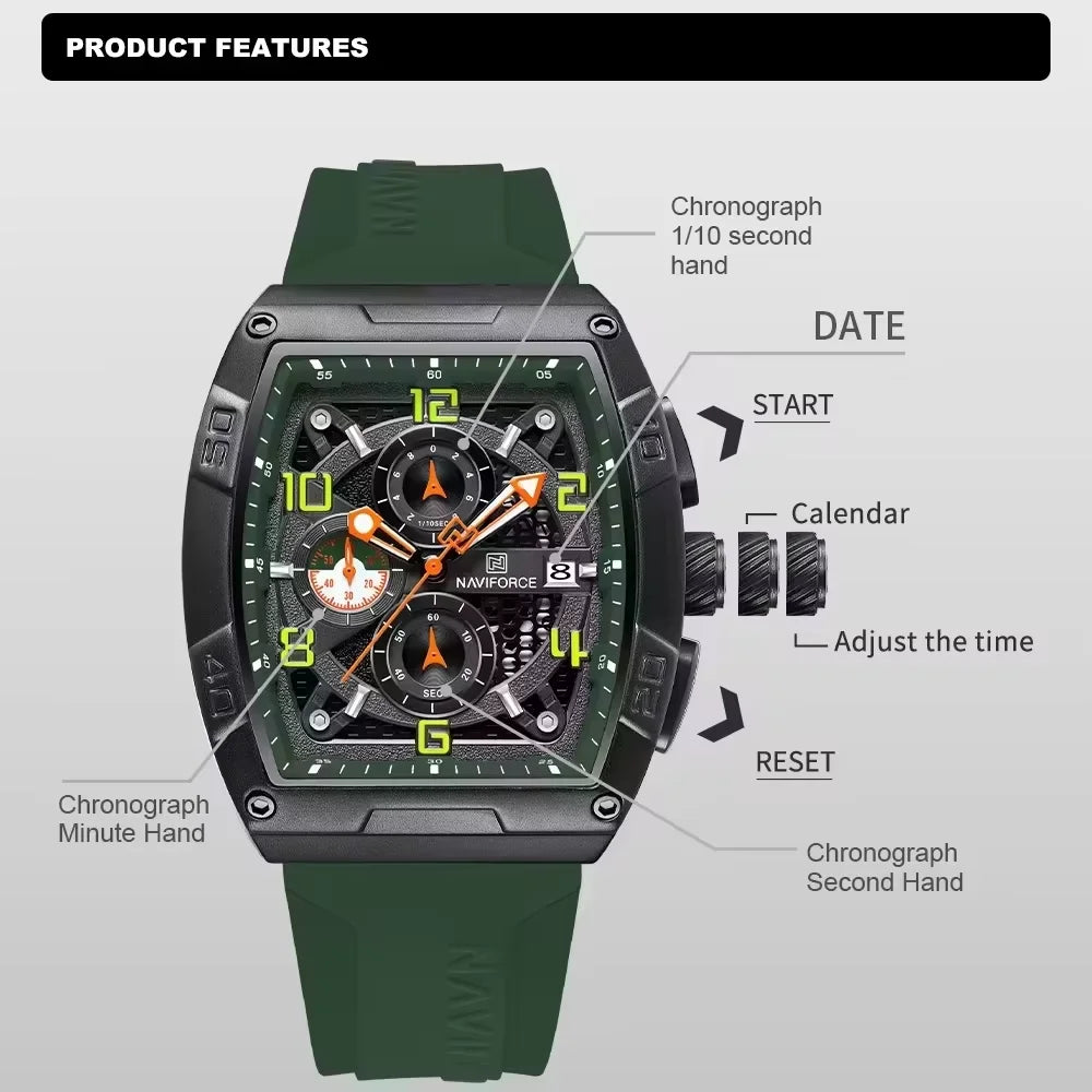 NAVIFORCE NF8052 Multi-Function Calendar Large Dial Watch